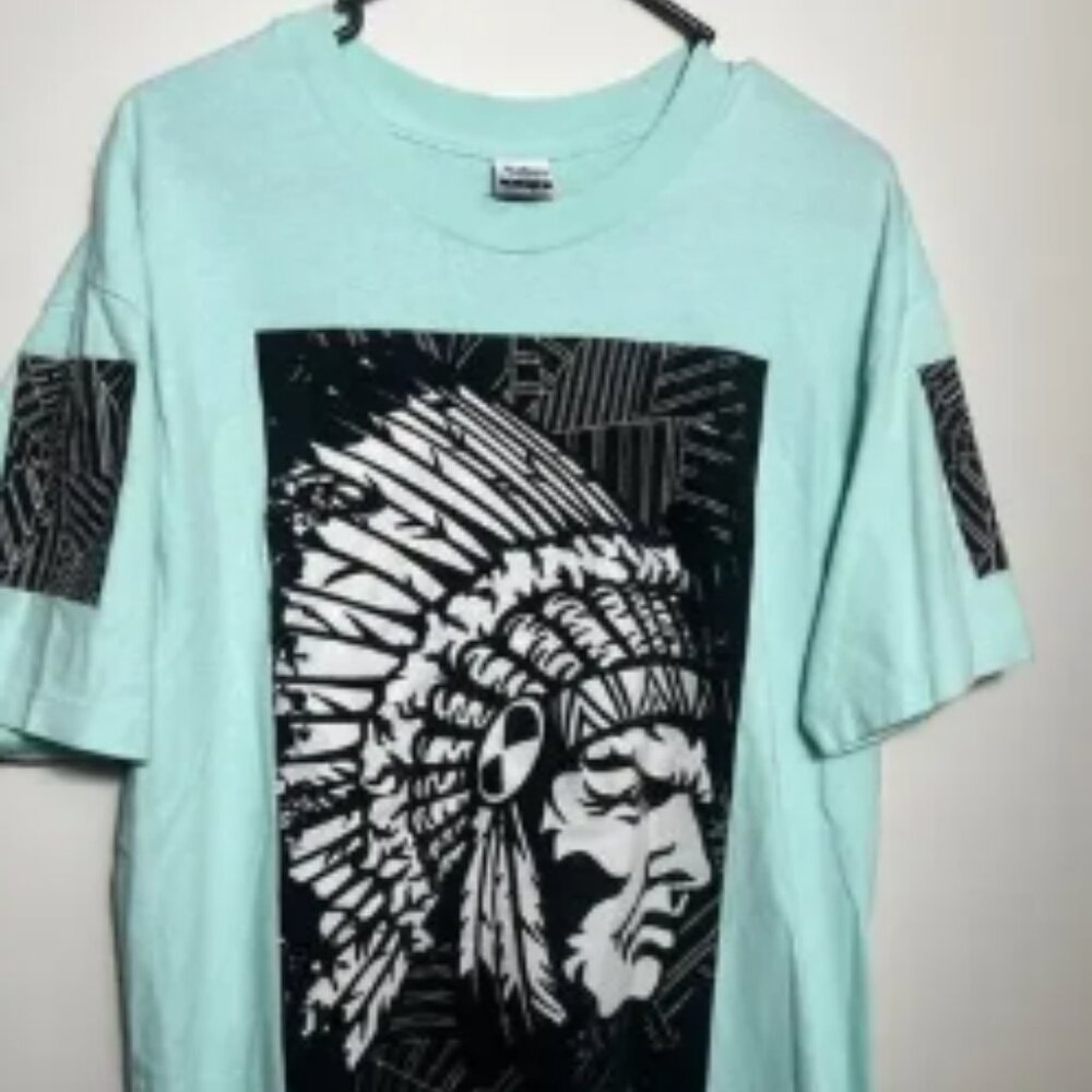 Hustle Gang Trap Uniform Sporting Goods Distressed Indian Chief T Shirt Size L